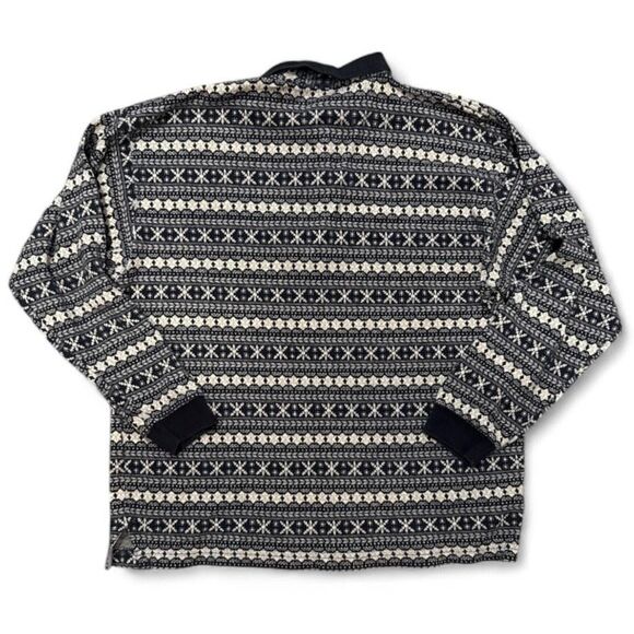 VTG Givenchy Sweater Blue Fair Isle Snowflake Polo Knit Long Sleeve Mens M/L - Picture 2 of 7